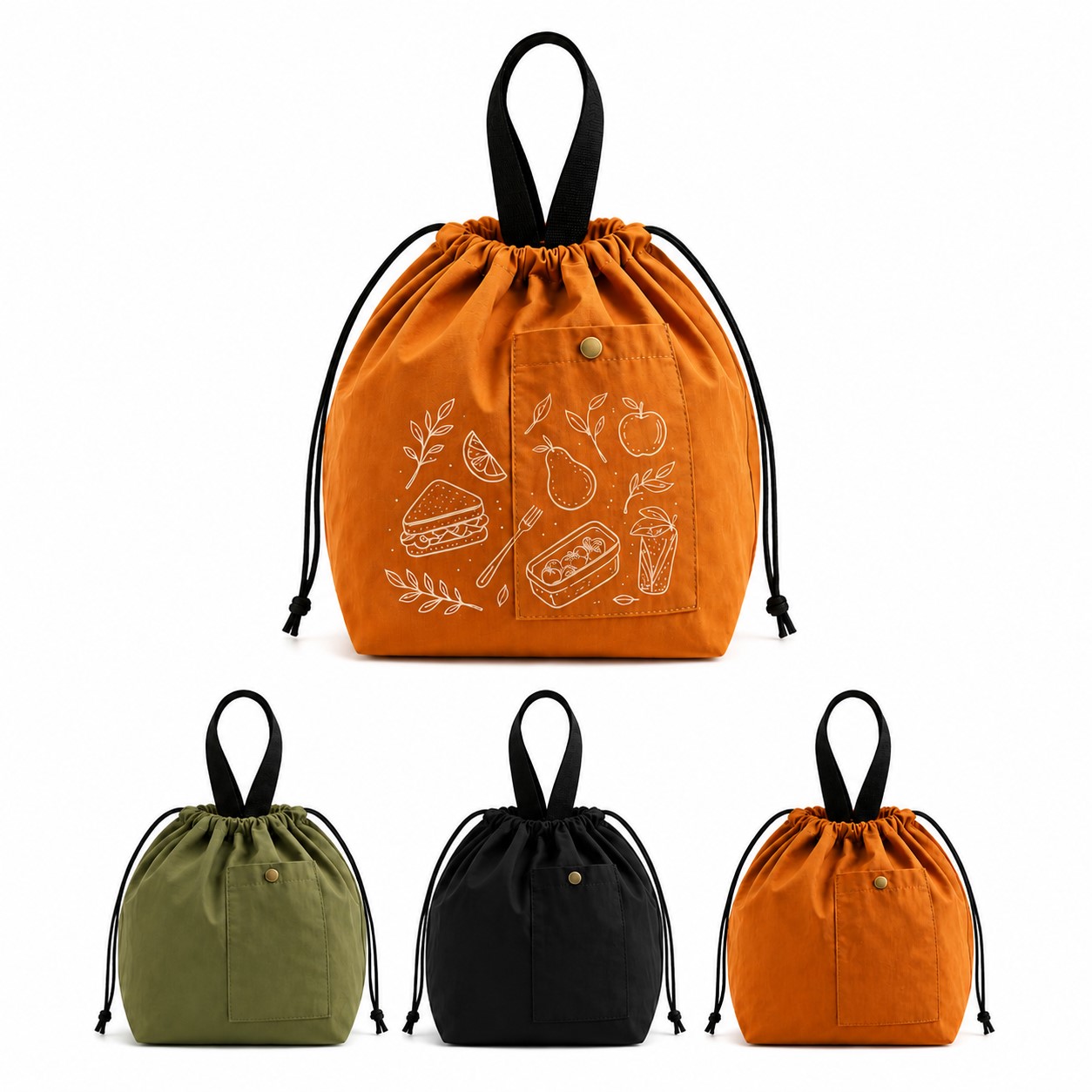 Insulated Waterproof Lunch Bag With Drawstring