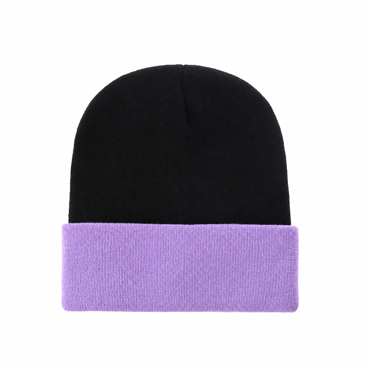 Polyester Two Tone Cuffed Beanie — Light Purple