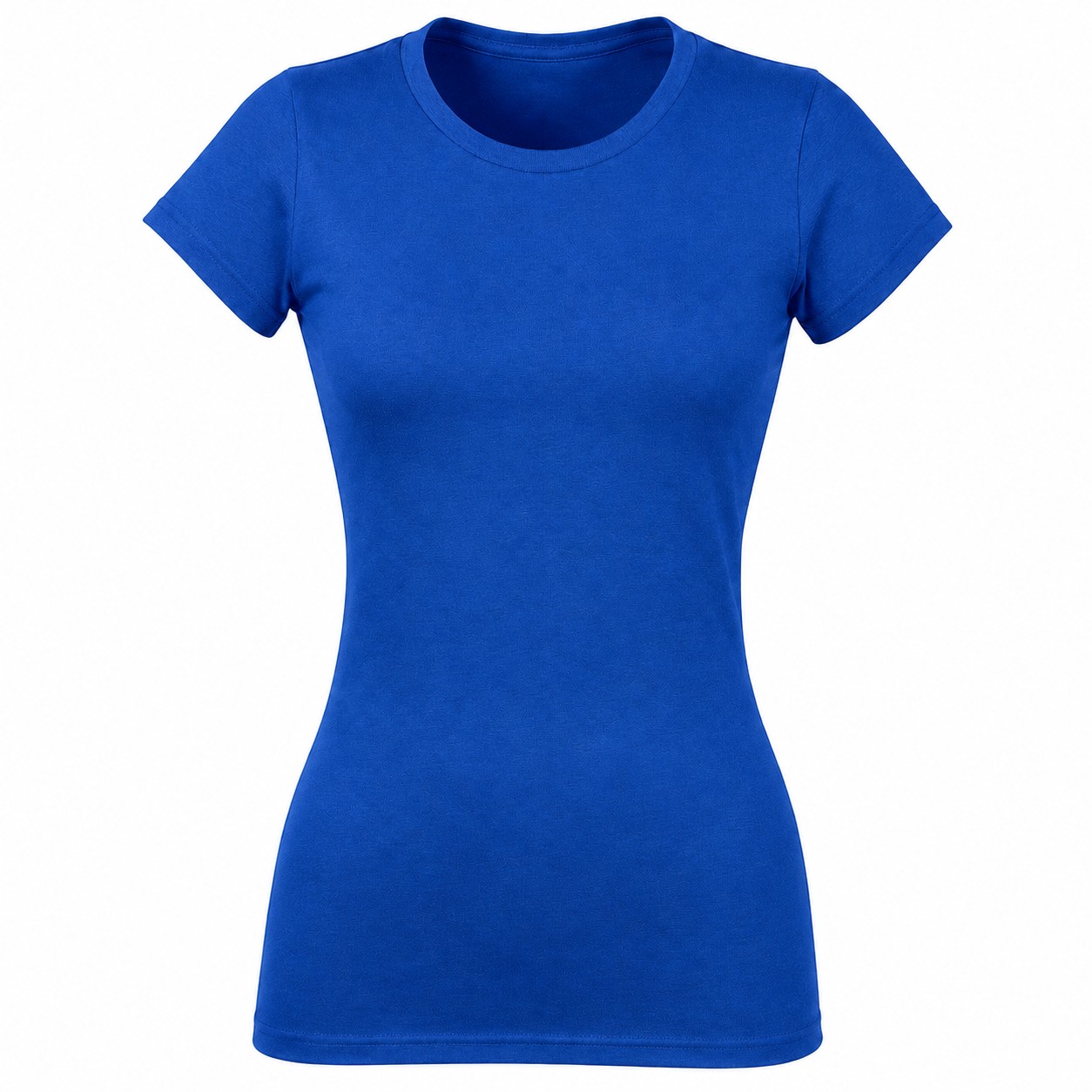 Fitted Ladies Cotton Crewneck Tee — Blue