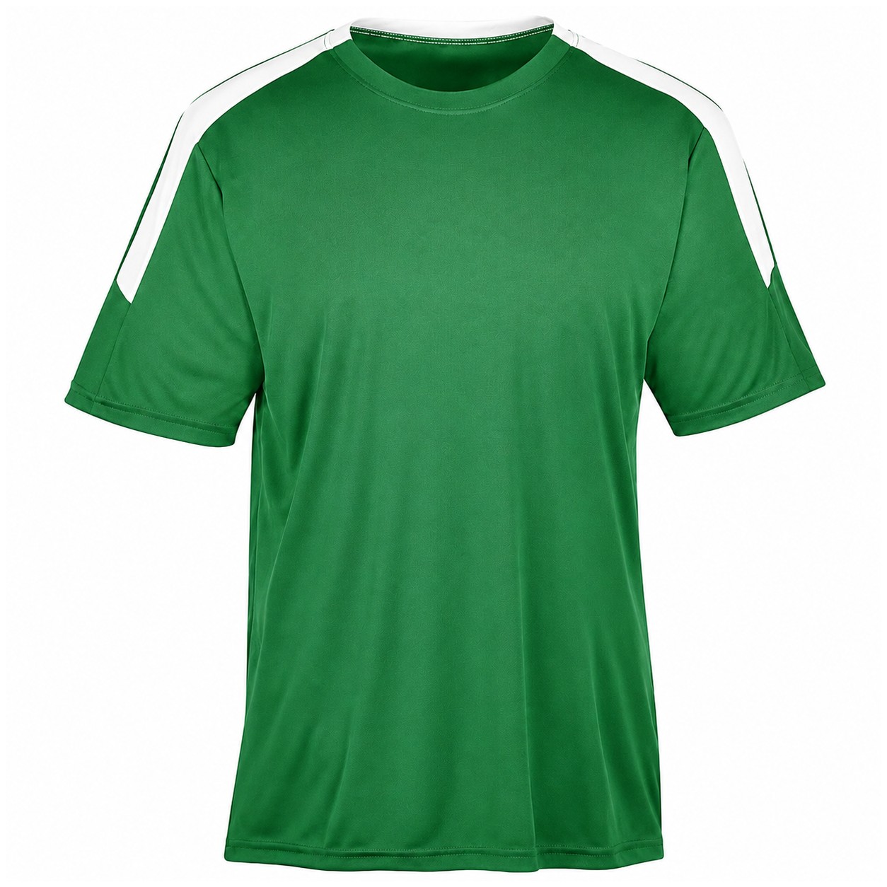 Polyester Contrast Stripe Crewneck Shirt — Green