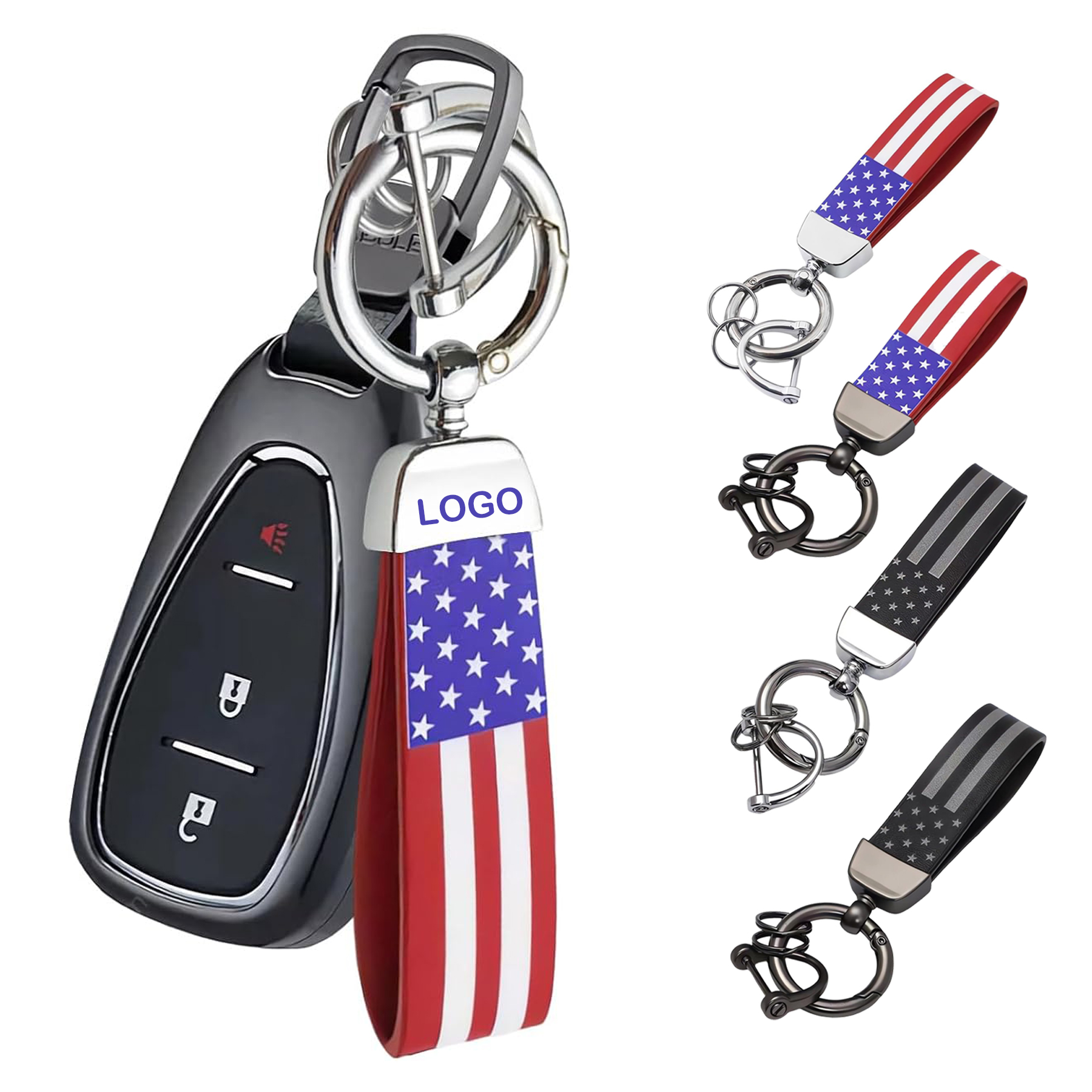 Leather Flag Loop Keychain