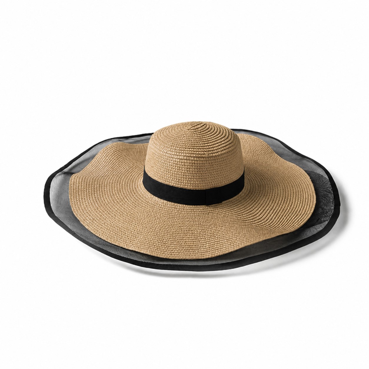 Straw Wide Brim Sun Hat — Khaki Beige