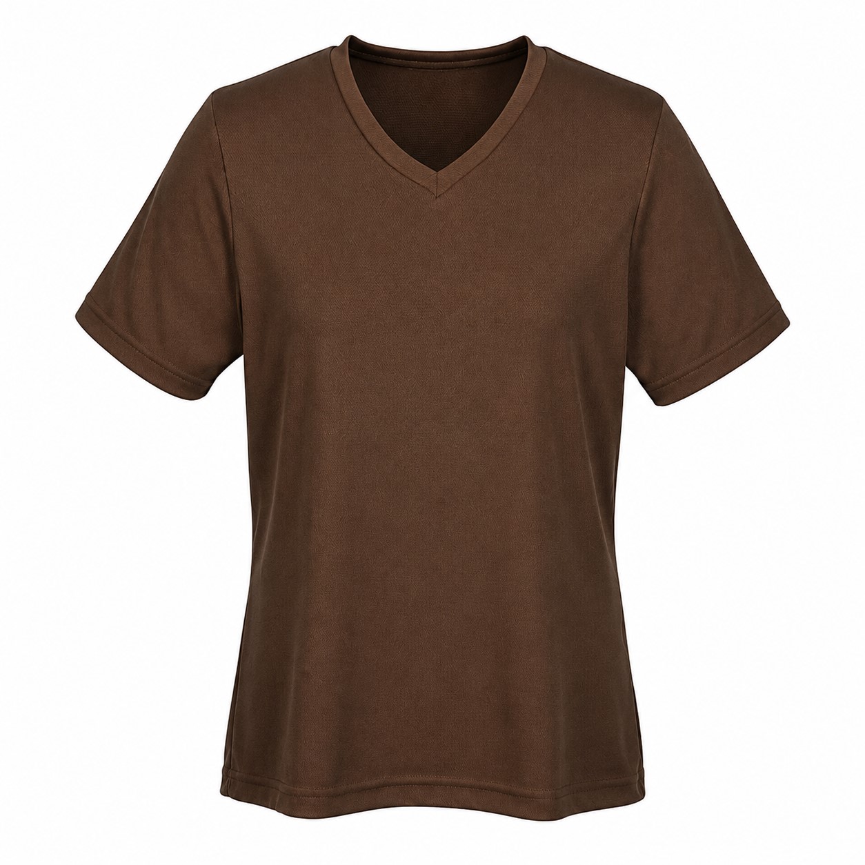 Ladies Mesh Polyester V Neck Shirt — Brown