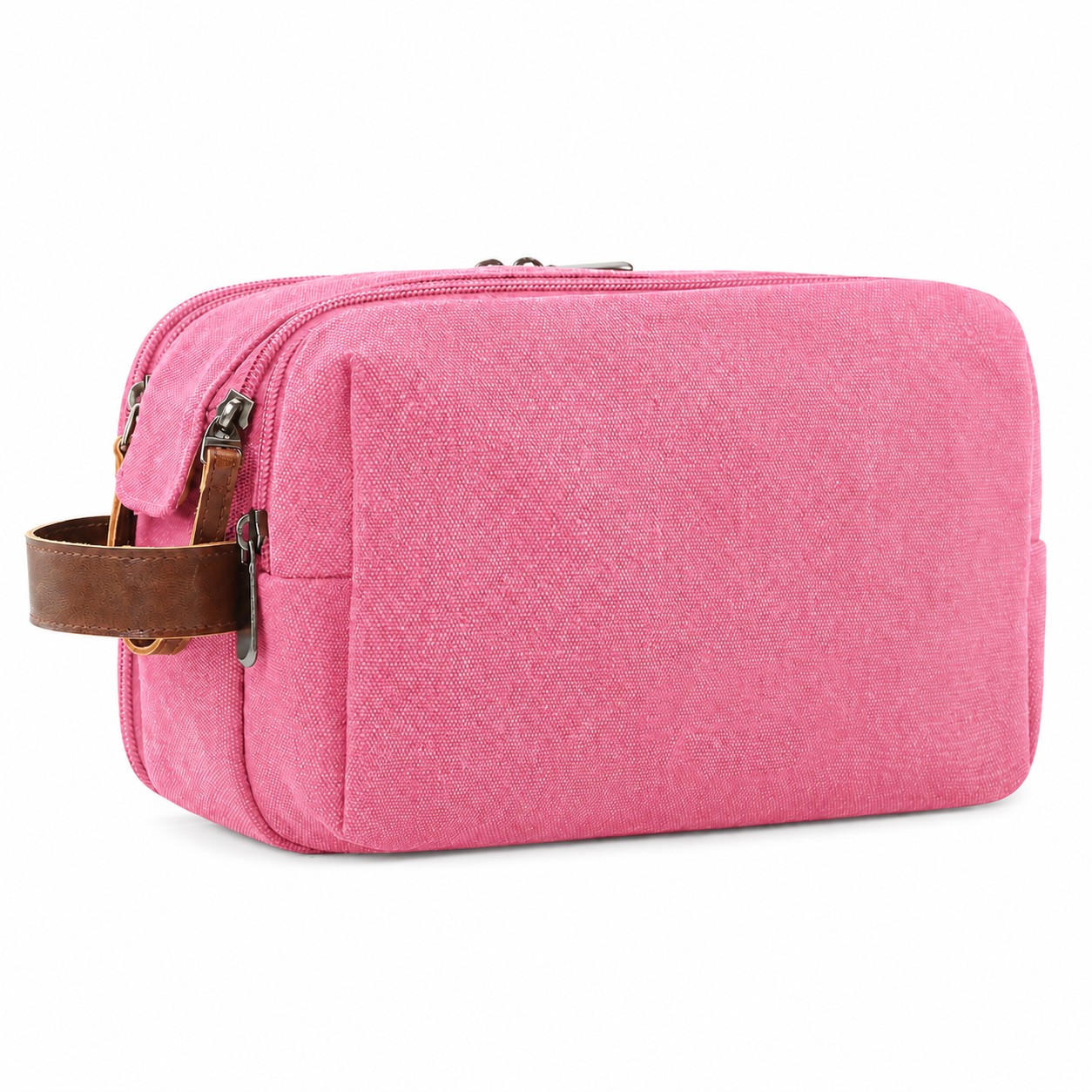 Compact Polyester Toiletry Bag With Compartments — Pink