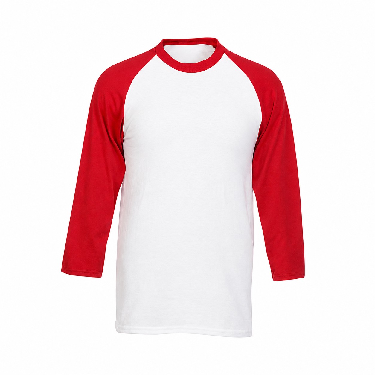 Contrast Sleeve Cotton Polyester Baseball Shirt — Red