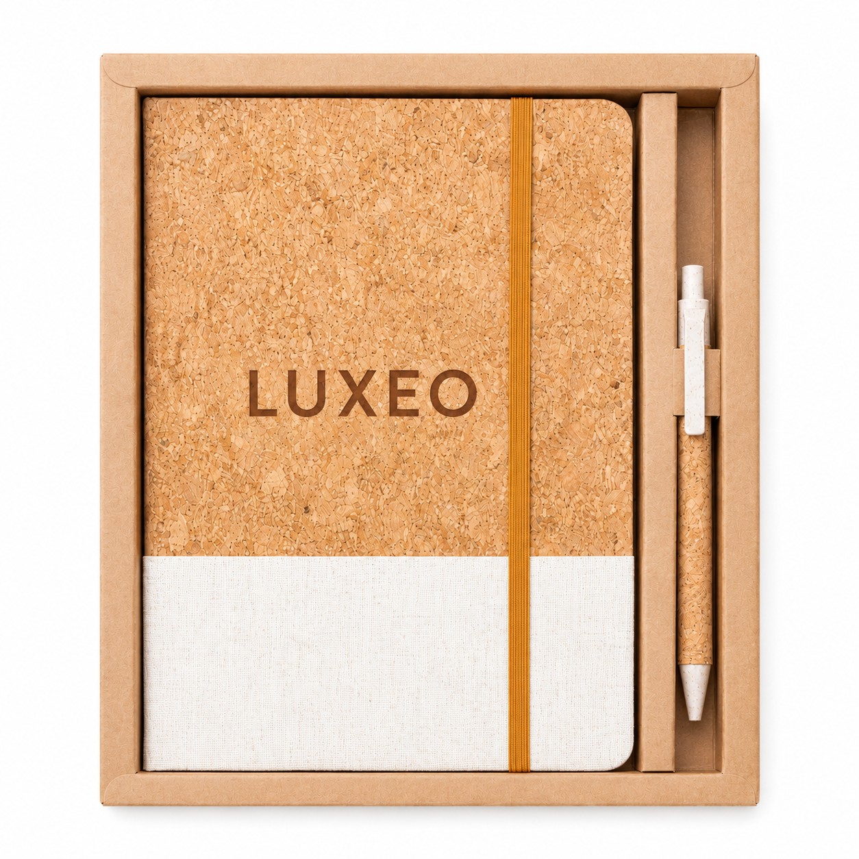 Cork Pen With Softcover Notebook Set