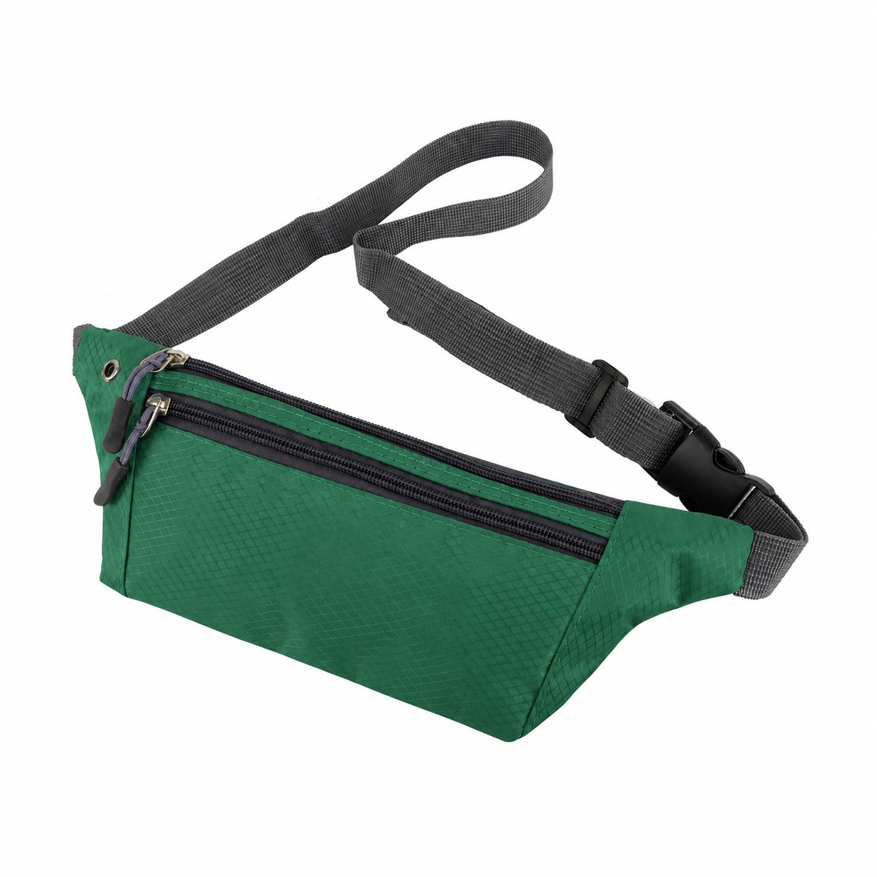 420D Polyester Zippered Fanny Pack — Green