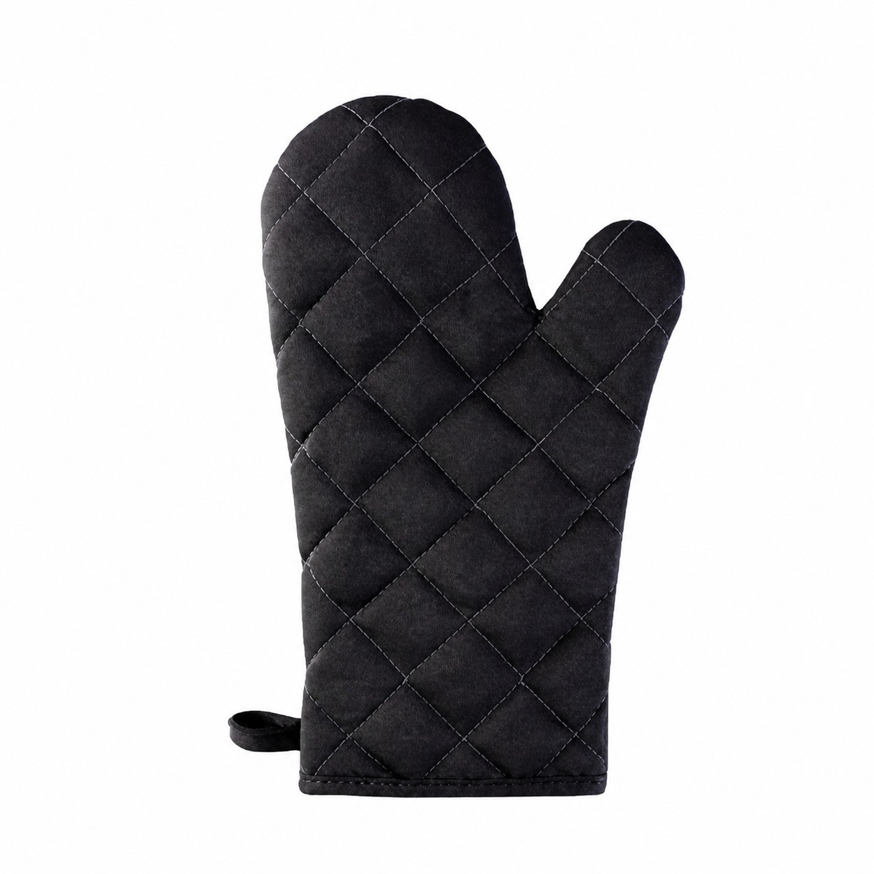 Quilted Cotton Oven Mitt — Black