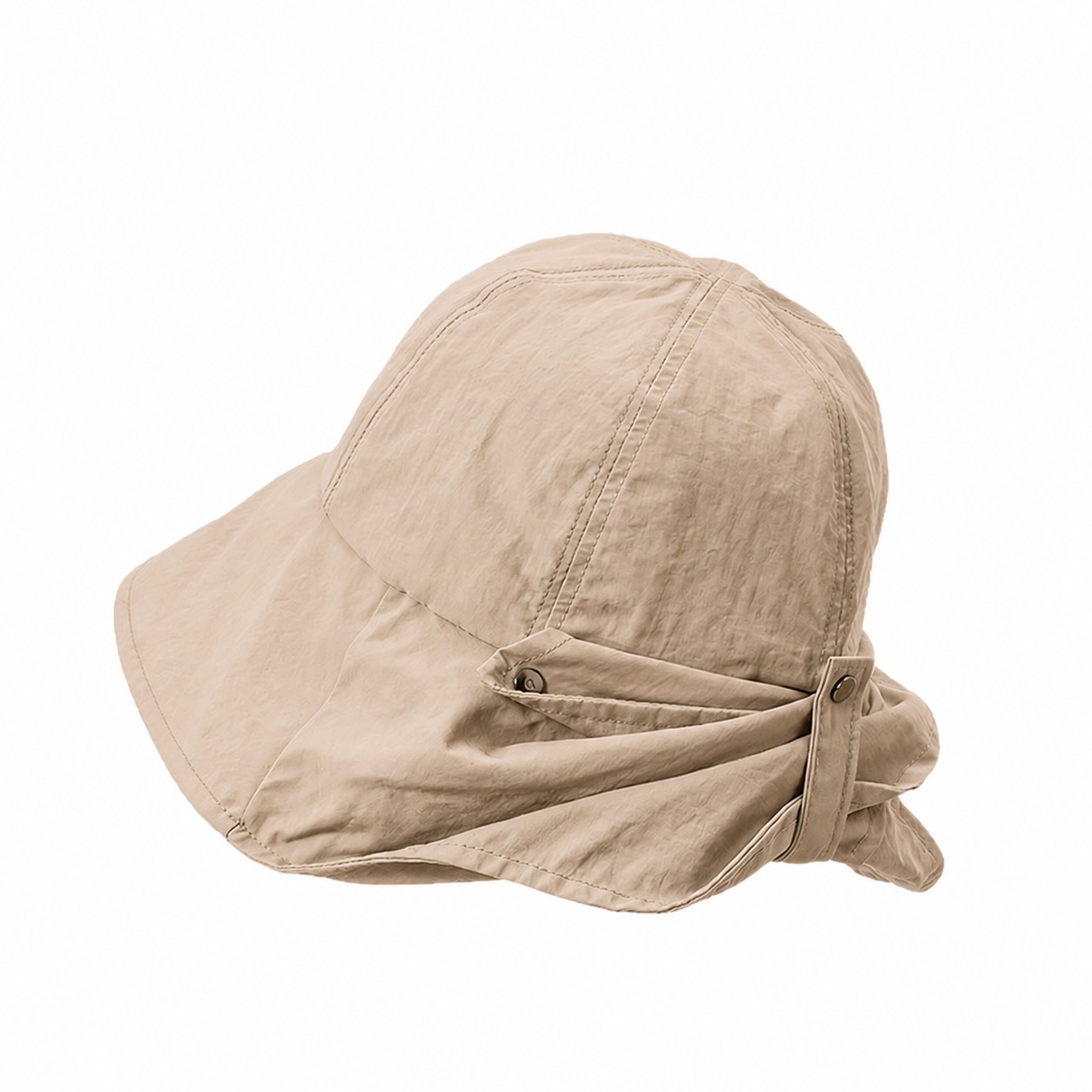 Polyester Neck Cape Sun Hat — Khaki Beige