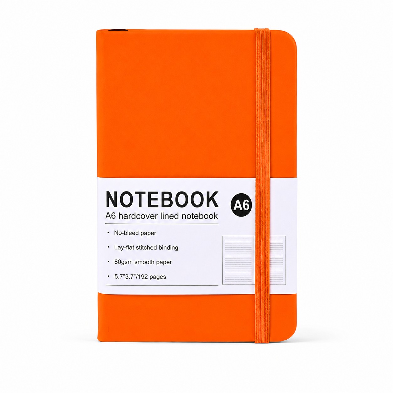 PU Leather Journal With Elastic Closure — Orange