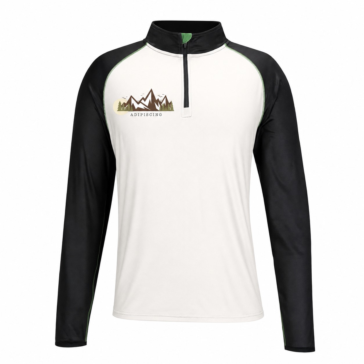 Quarter-Zip Neckline Raglan Sleeves Sweatshirt — White