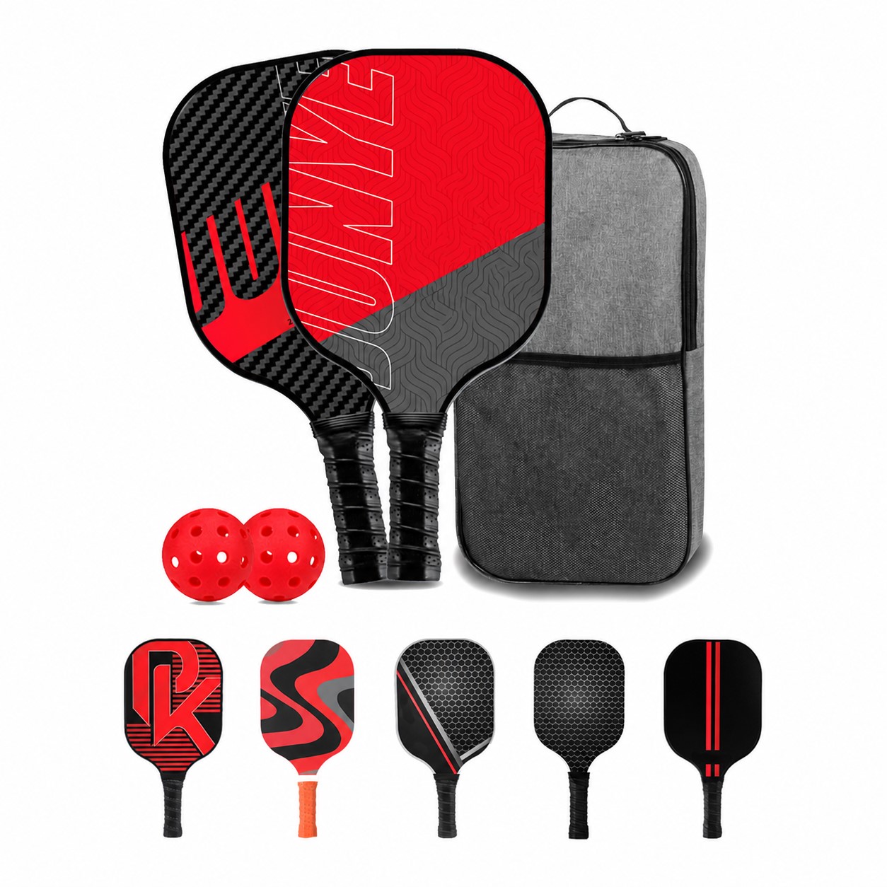 Carbon Fiber Pickleball Paddle Kit — Red