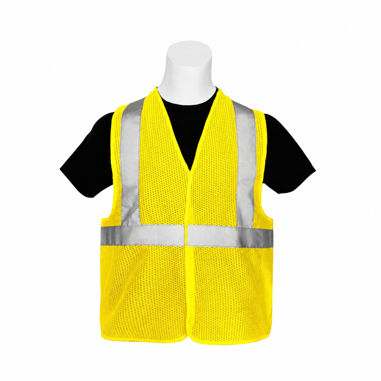 Polyester Reflective Strips Mesh Safety Vest — Yellow