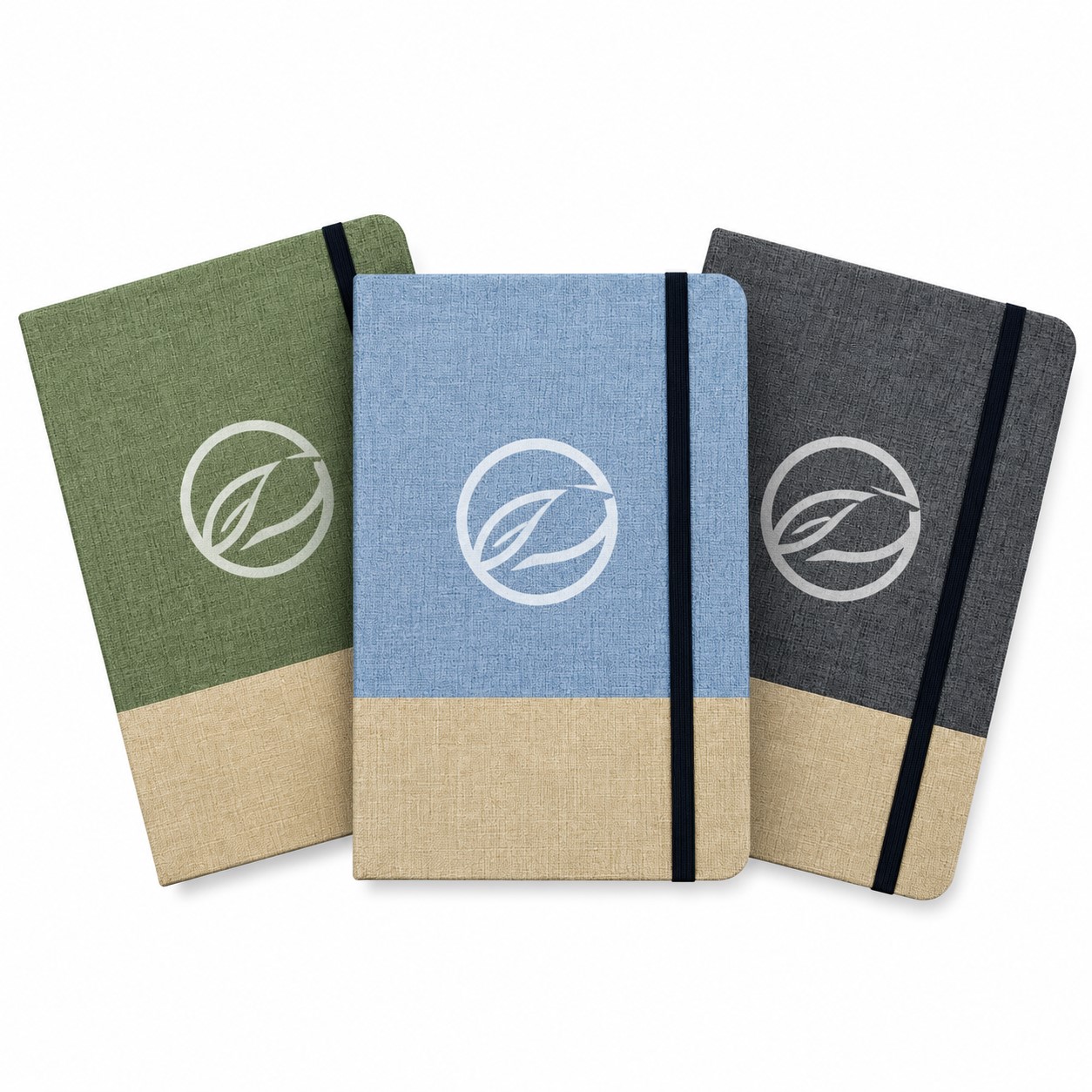 Colorblock Fabric Notebook With Elastic Band