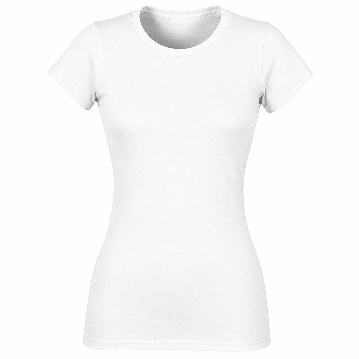 Fitted Ladies Cotton Crewneck Tee — White
