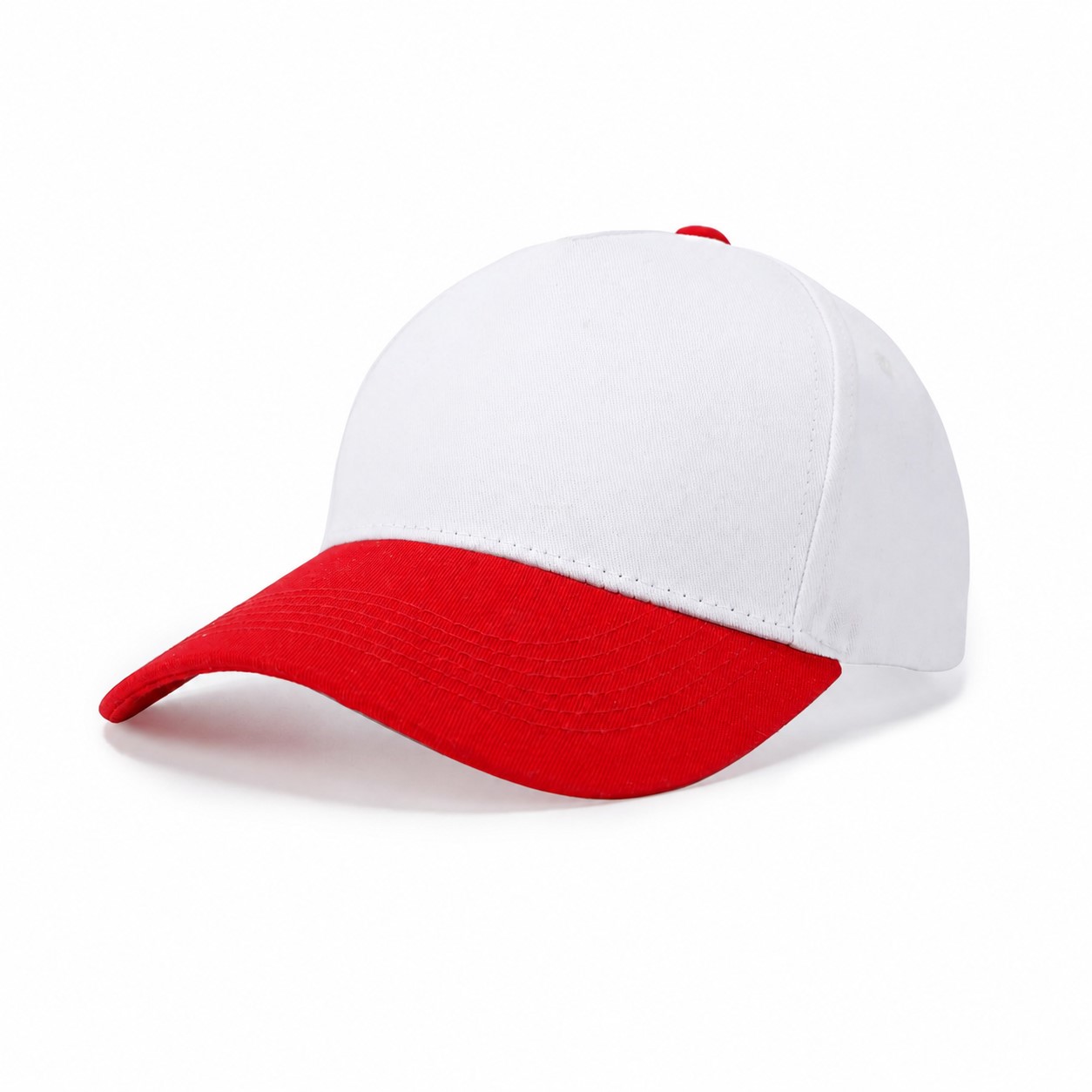 Two-Tone Cotton Twill Structured Cap — White/Red