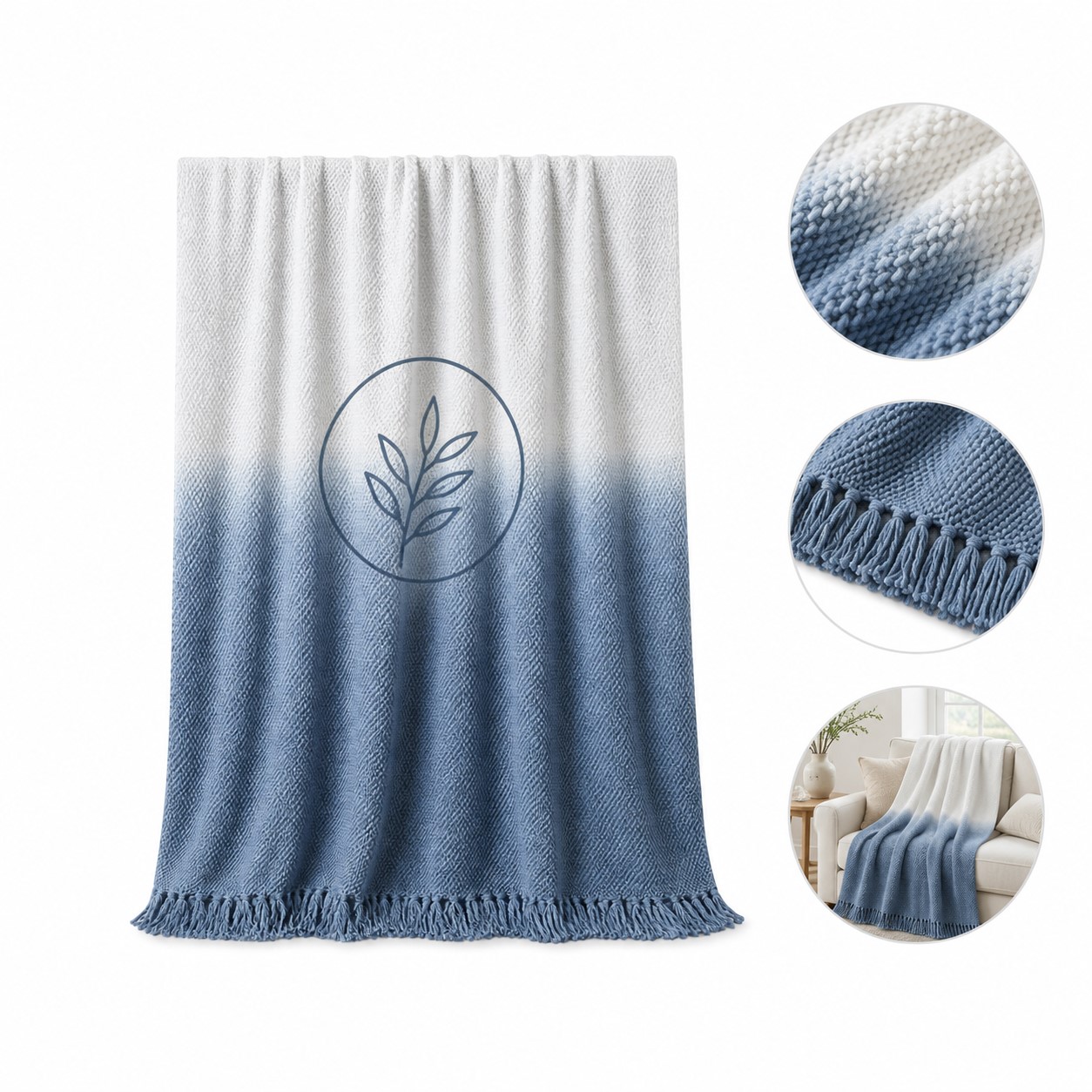 Ombre Fringed Acrylic Shawl Blanket
