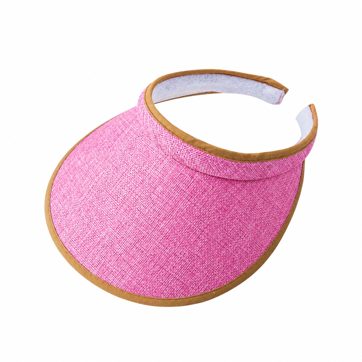 Polyester Straw Look Sun Visor — Pink