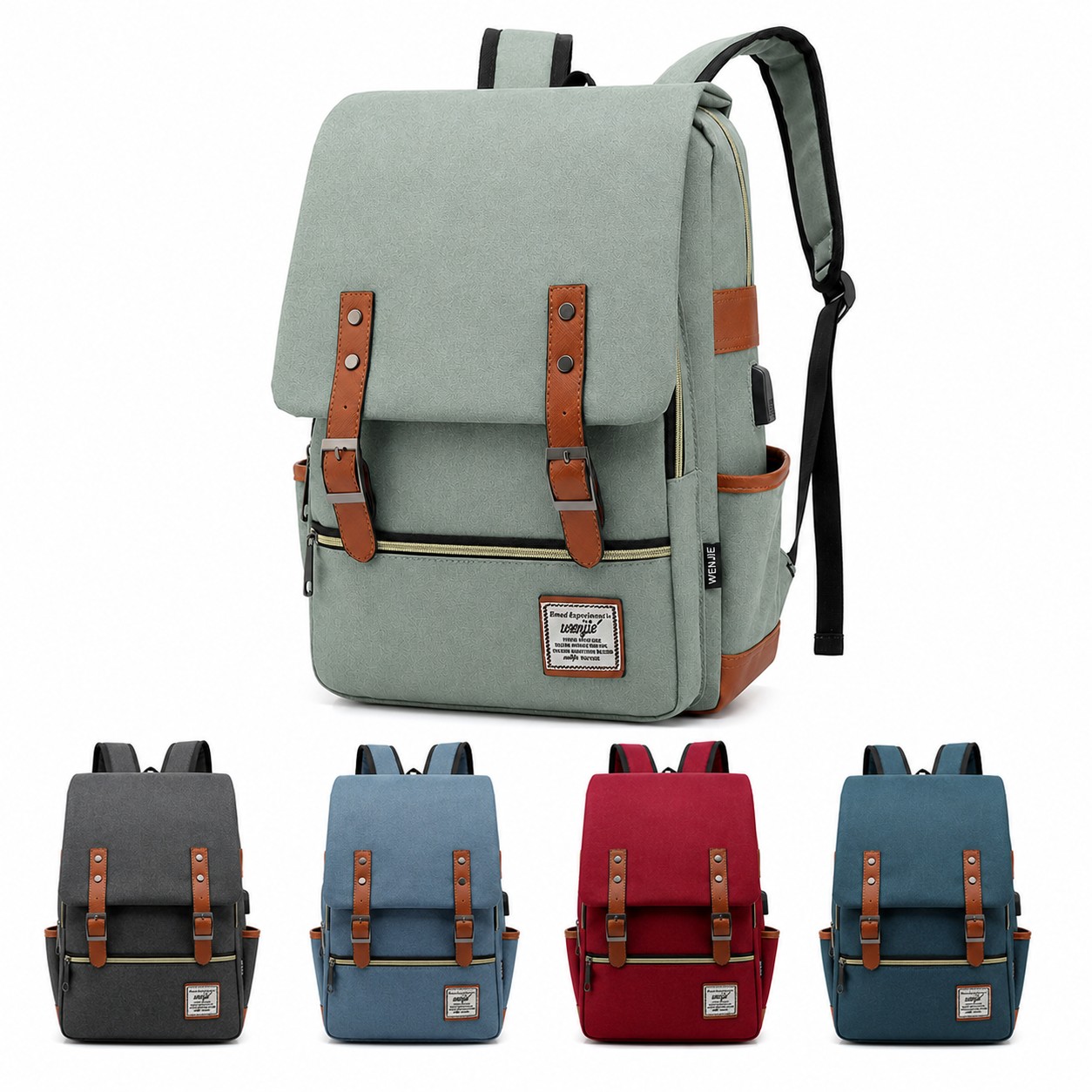 Slim Polyester Laptop Backpack With Charger Port