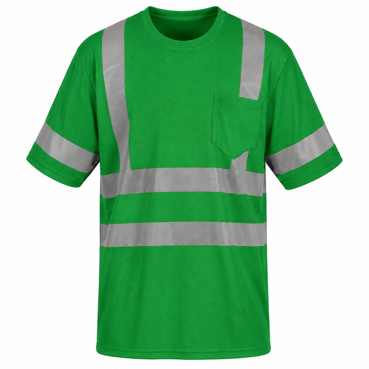 High Visibility Polyester Pocket Tee — Green