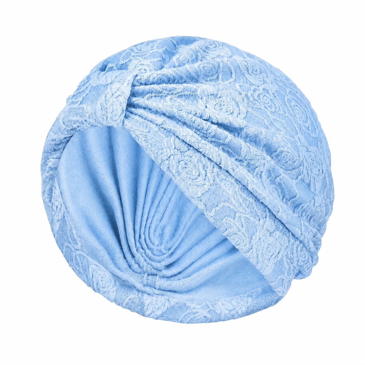 Jacquard Polyester Turban Headwrap Hat — Light Blue