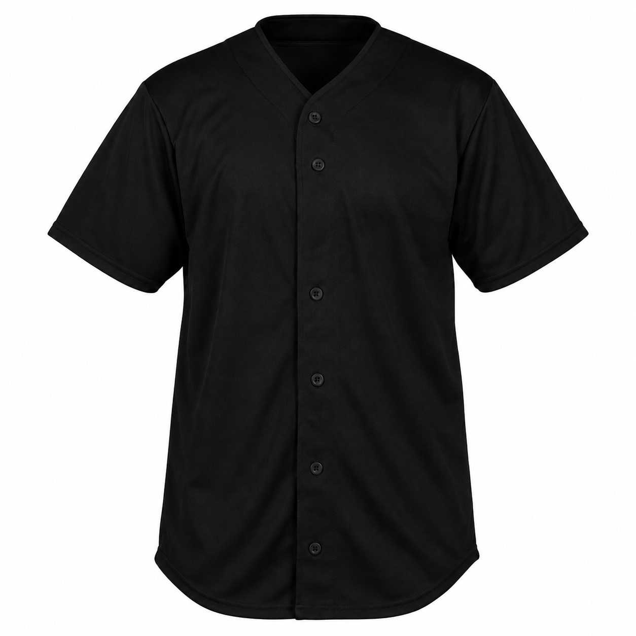 Polyester Full Button Mesh Jersey — Black
