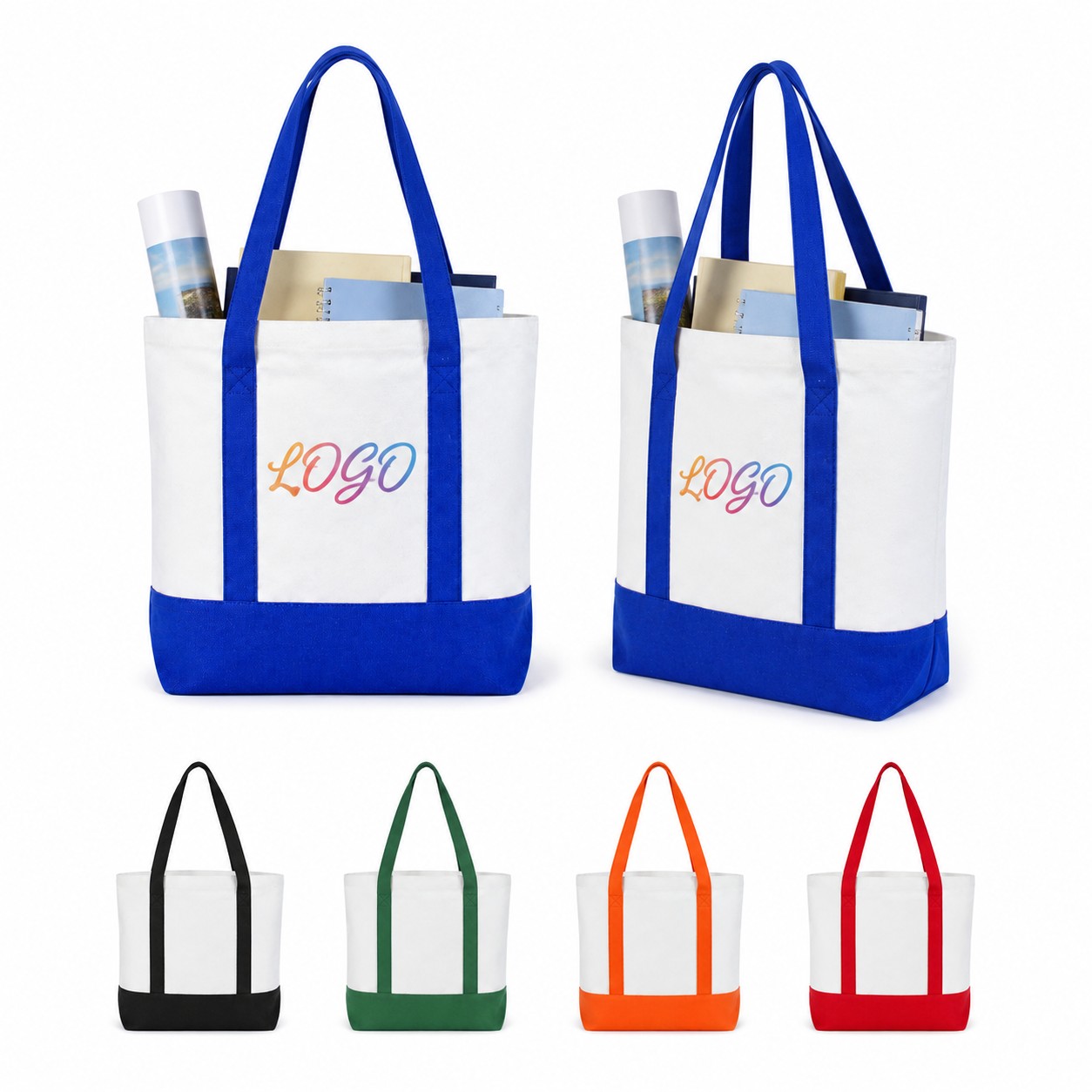 Large Two Tone Cotton Canvas Tote