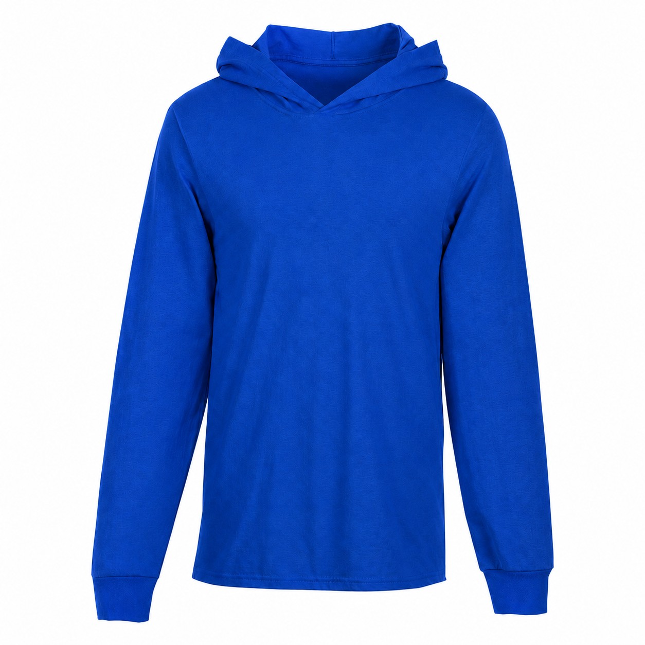 Cotton Jersey Hooded Long Sleeve Shirt — Blue