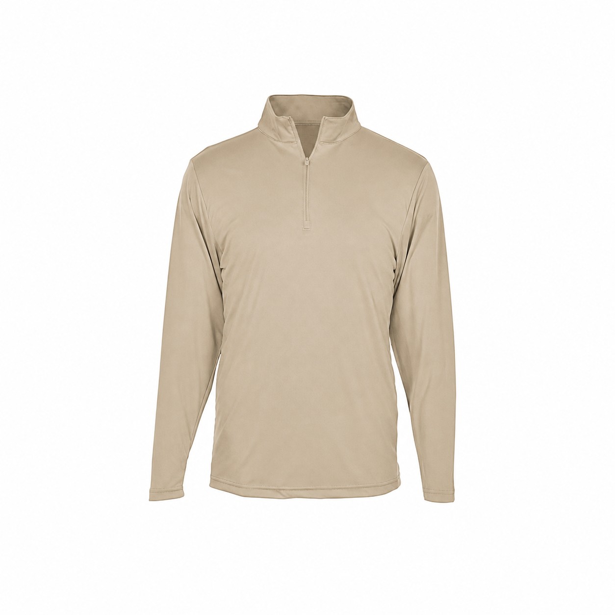 Cotton Quarter Zip Team Shirt — Tan Beige
