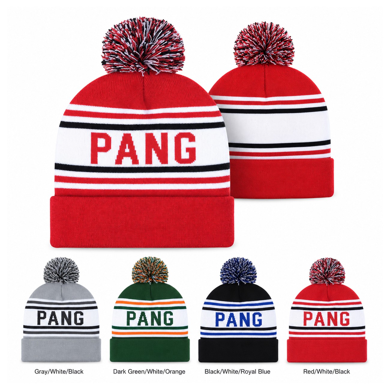 Acrylic Jacquard Knit Pom Beanie