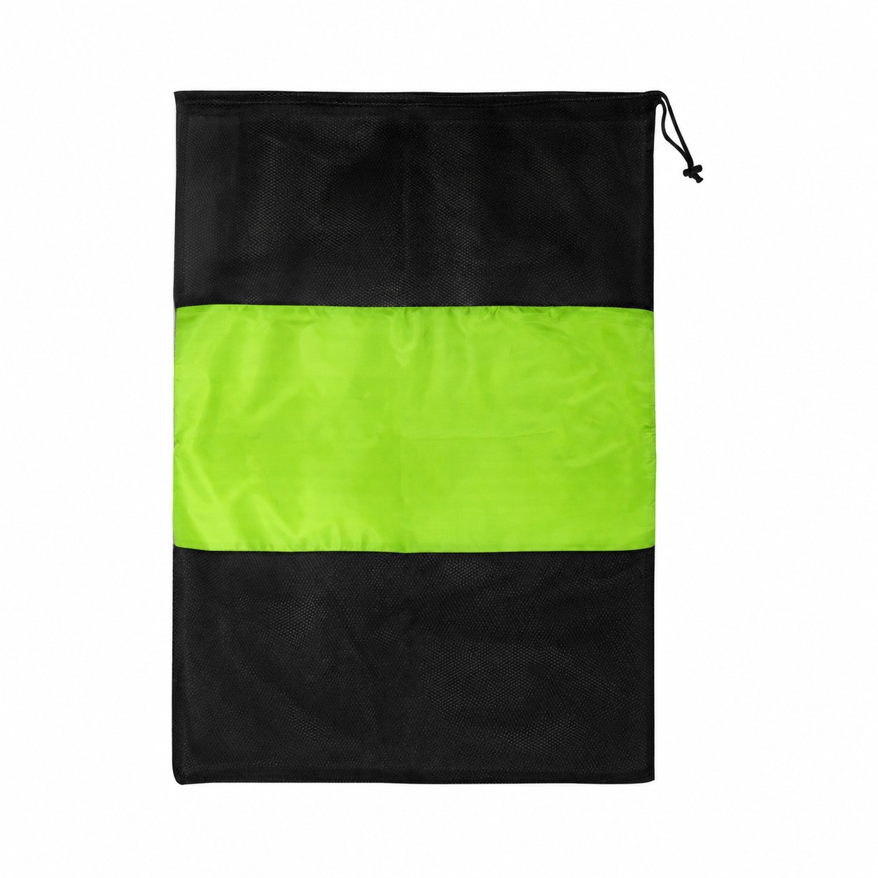 Nylon Mesh Drawstring Laundry Bag — Lime Green/Black