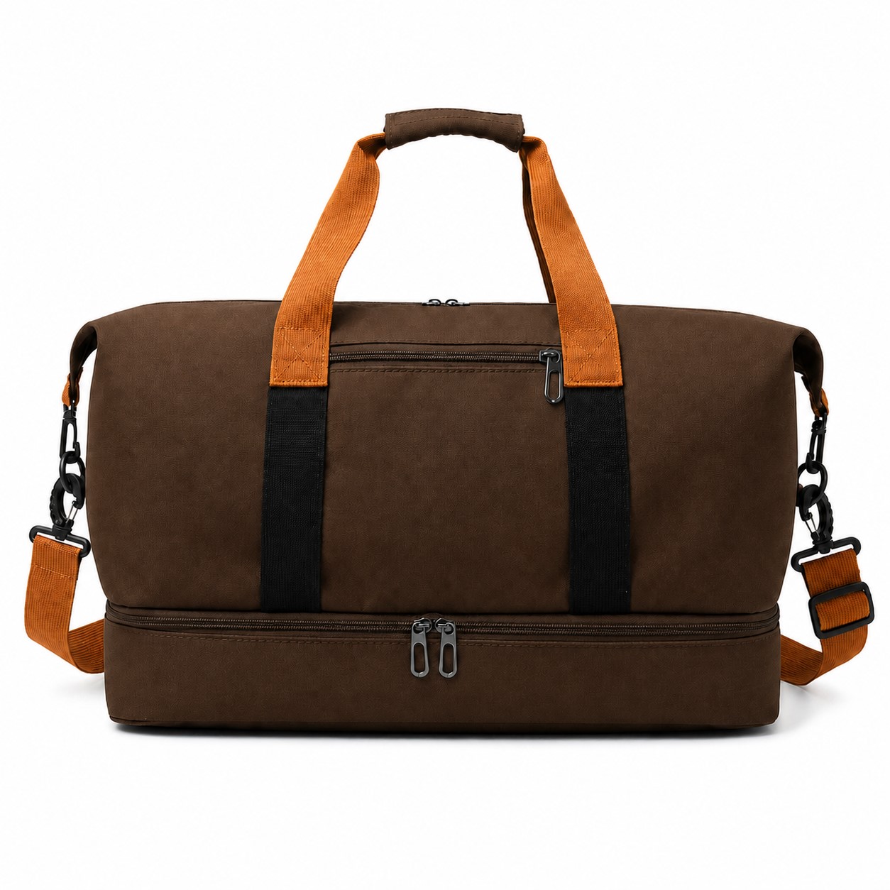 18.1-Inch Shoe Compartment Duffel Bag — Brown