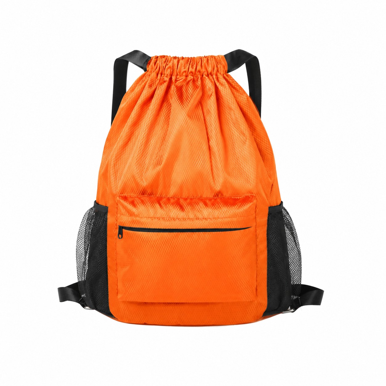 Zippered Storage Drawstring Bag — Orange