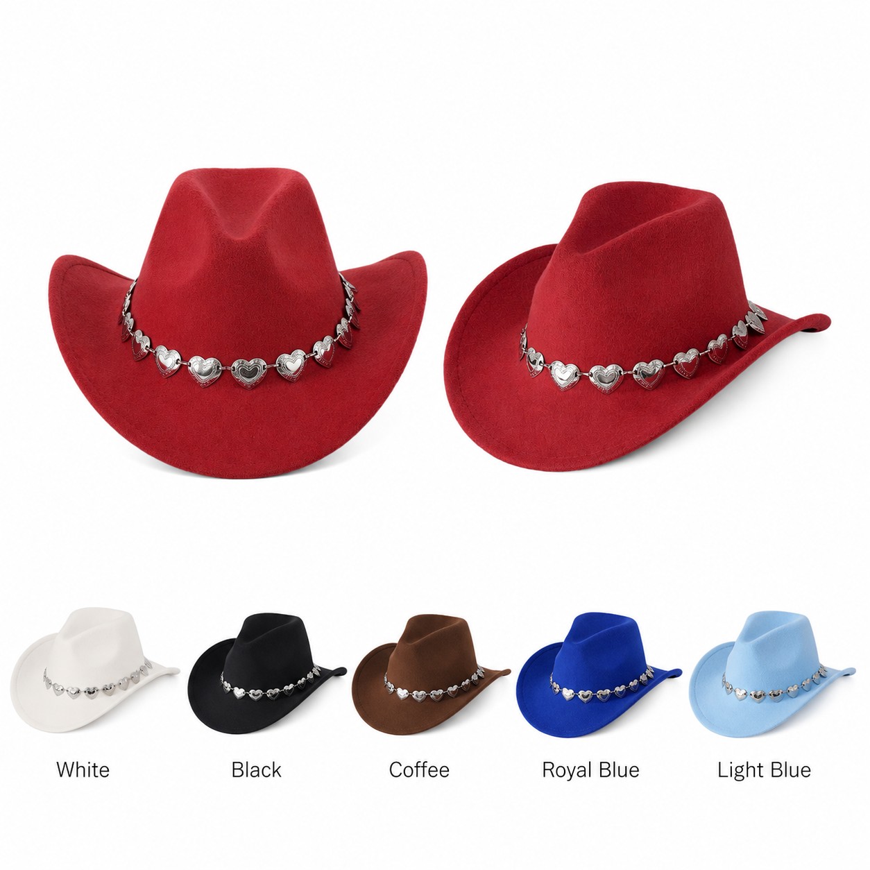 Polyester Felt Heart Cowboy Hat