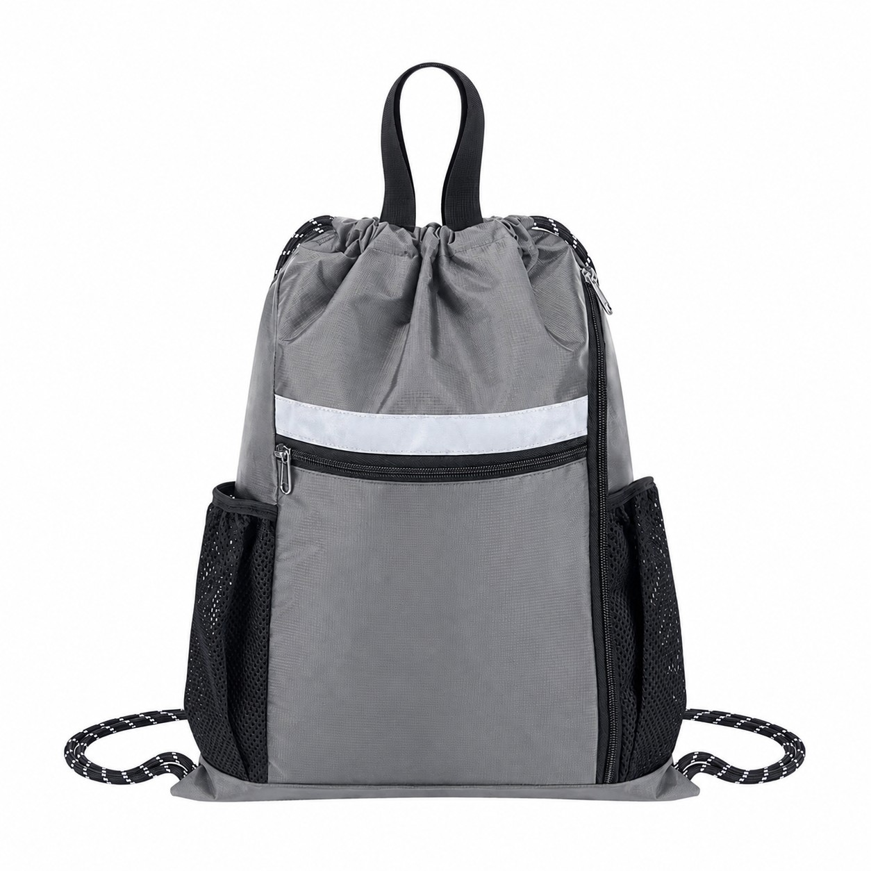 Nylon Reinforced Handles Drawstring Bag — Gray