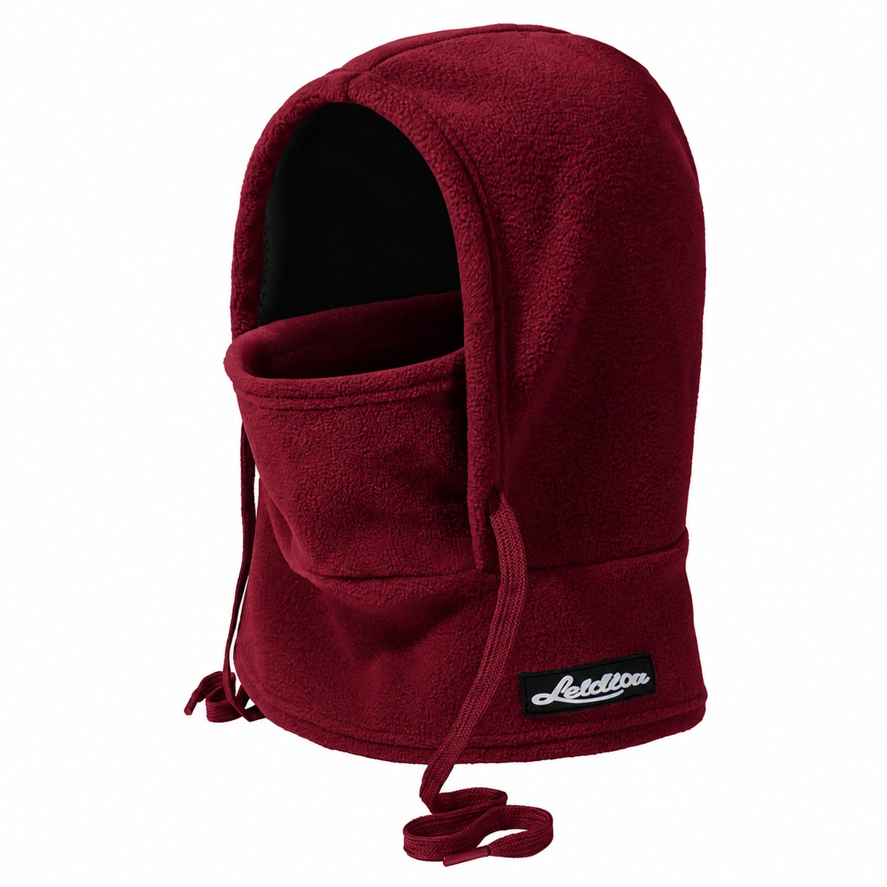Polar Fleece Hooded Ski Mask — Wine Red
