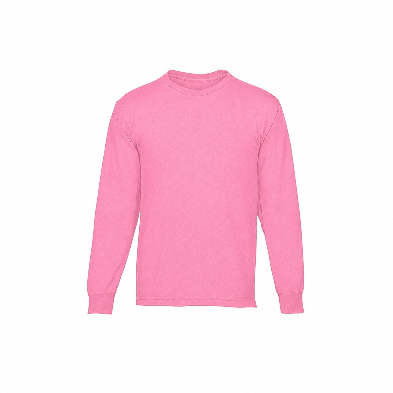 Cotton Long Sleeve T-Shirt With Reinforced Hem — Pink