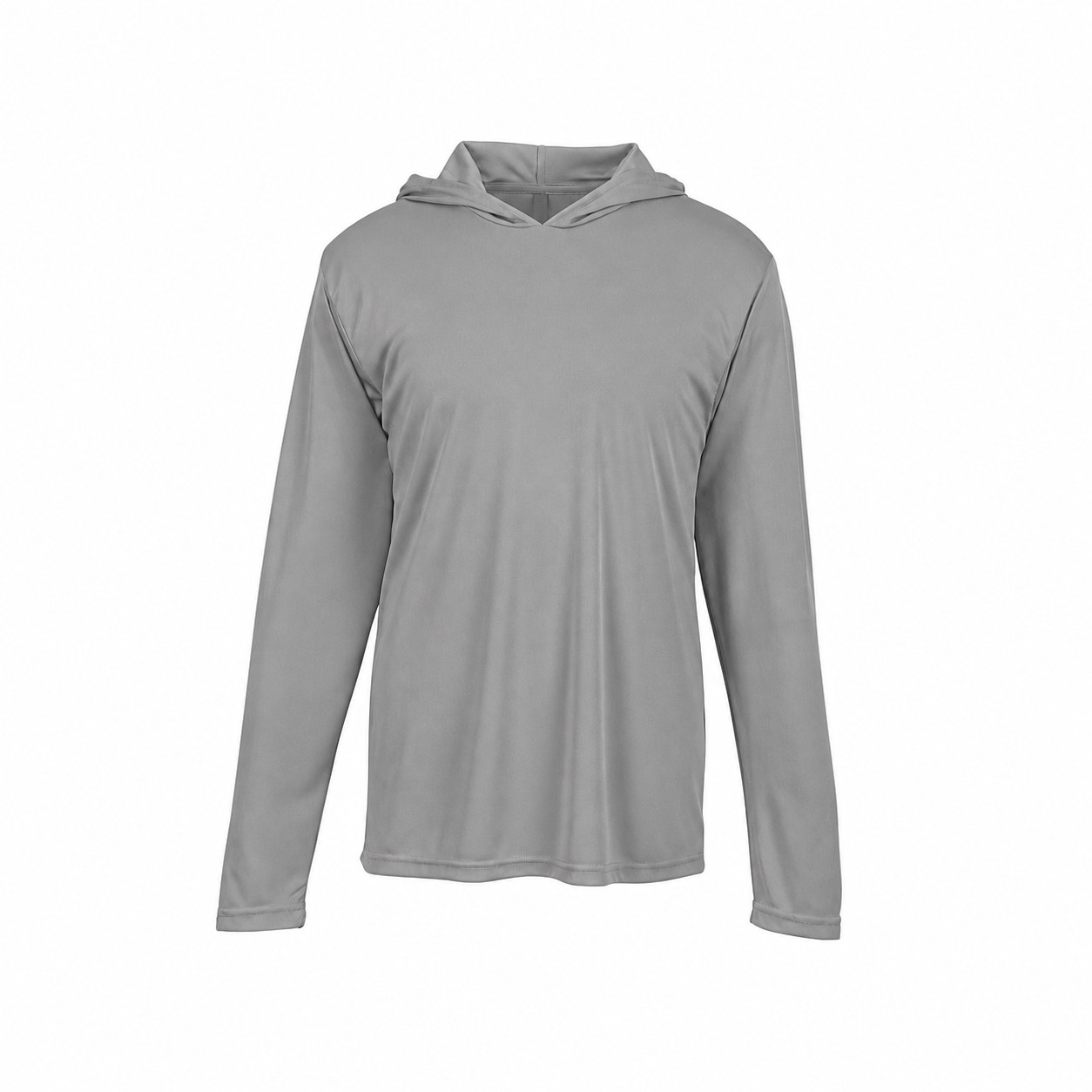 Lightweight Polyester Long Sleeve Hooded Team Shirt — Gray