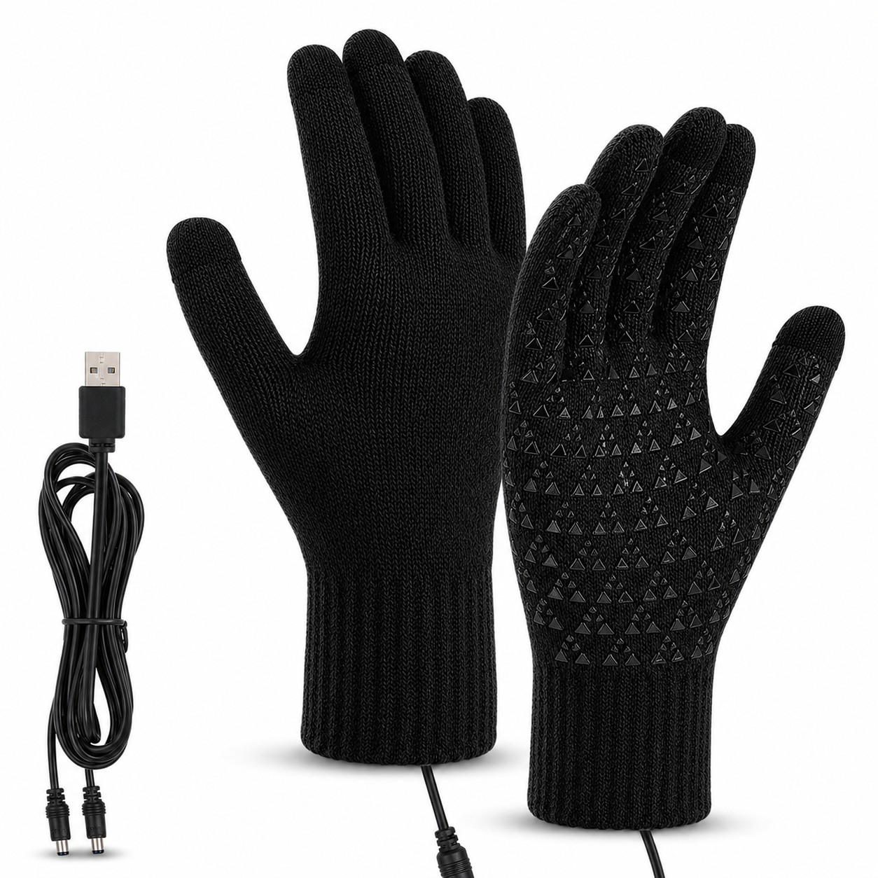 USB Heated Fleece Touchscreen Gloves