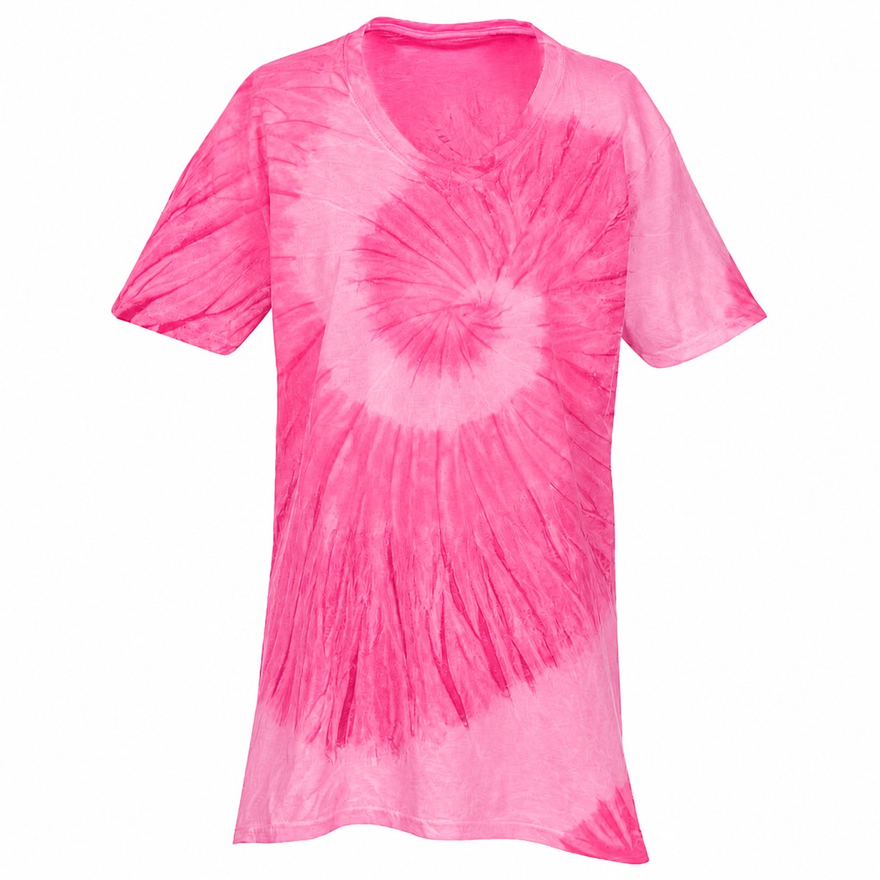 Swirl Tie Dye Cotton V Neck Shirt — Pink