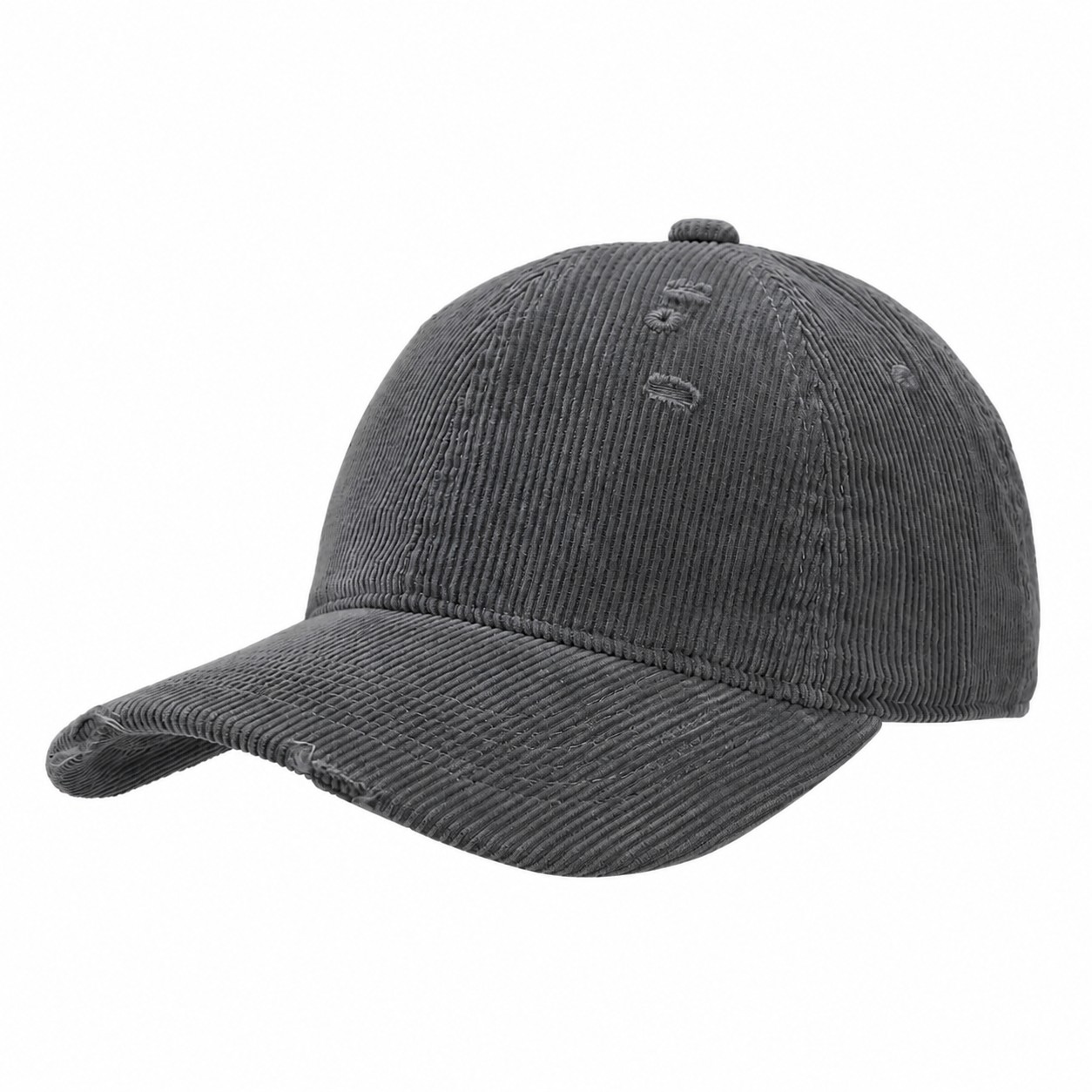 Corduroy Peaked Baseball Cap — Dark Gray