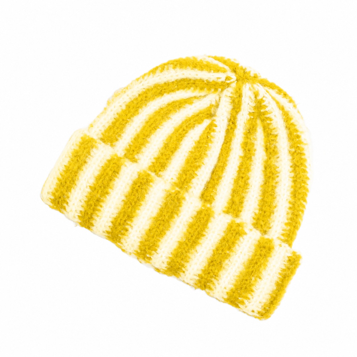 Color Block Polyester Cuffed Beanie — Yellow