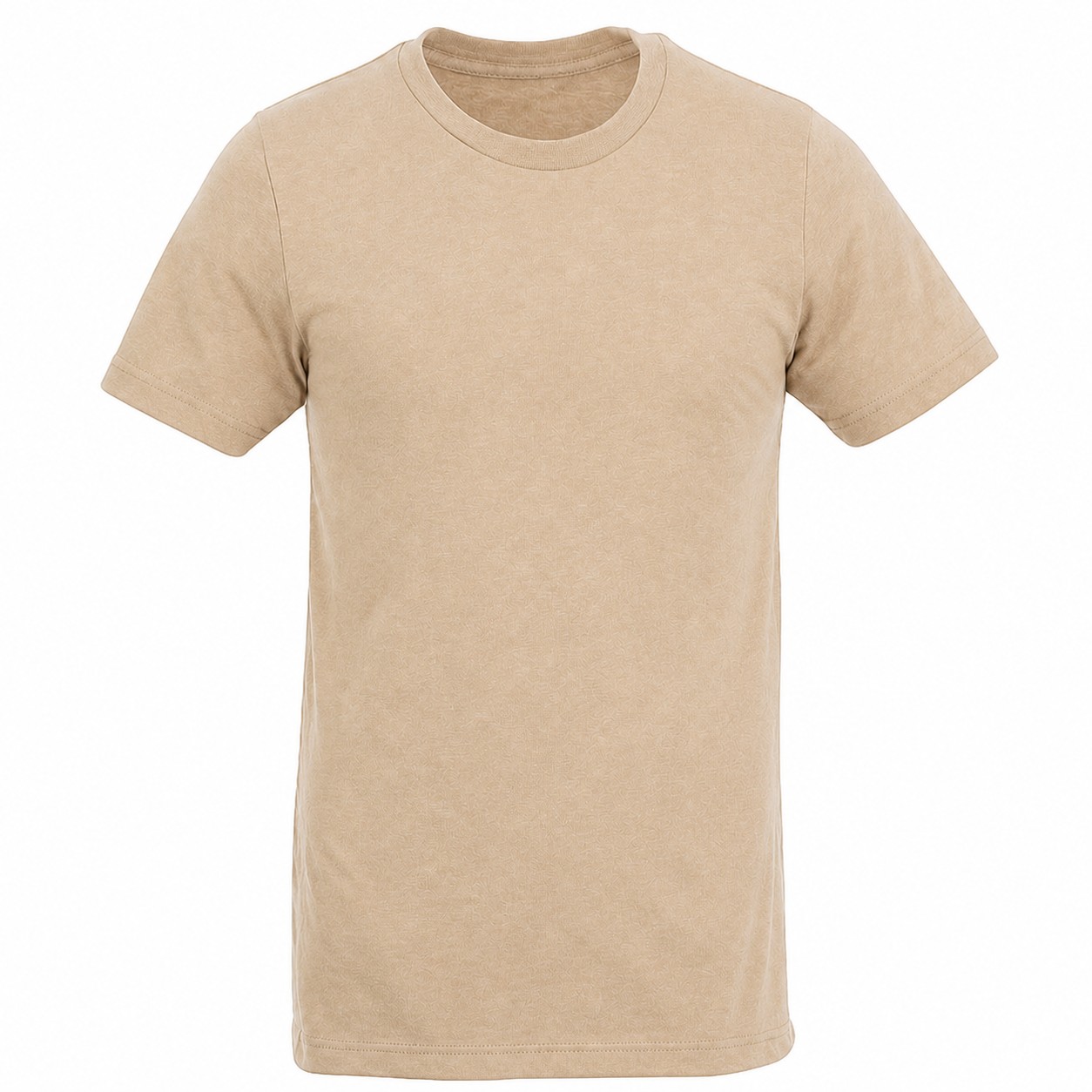 Recycled Polyester-Cotton Crewneck T-Shirt — Tan Beige