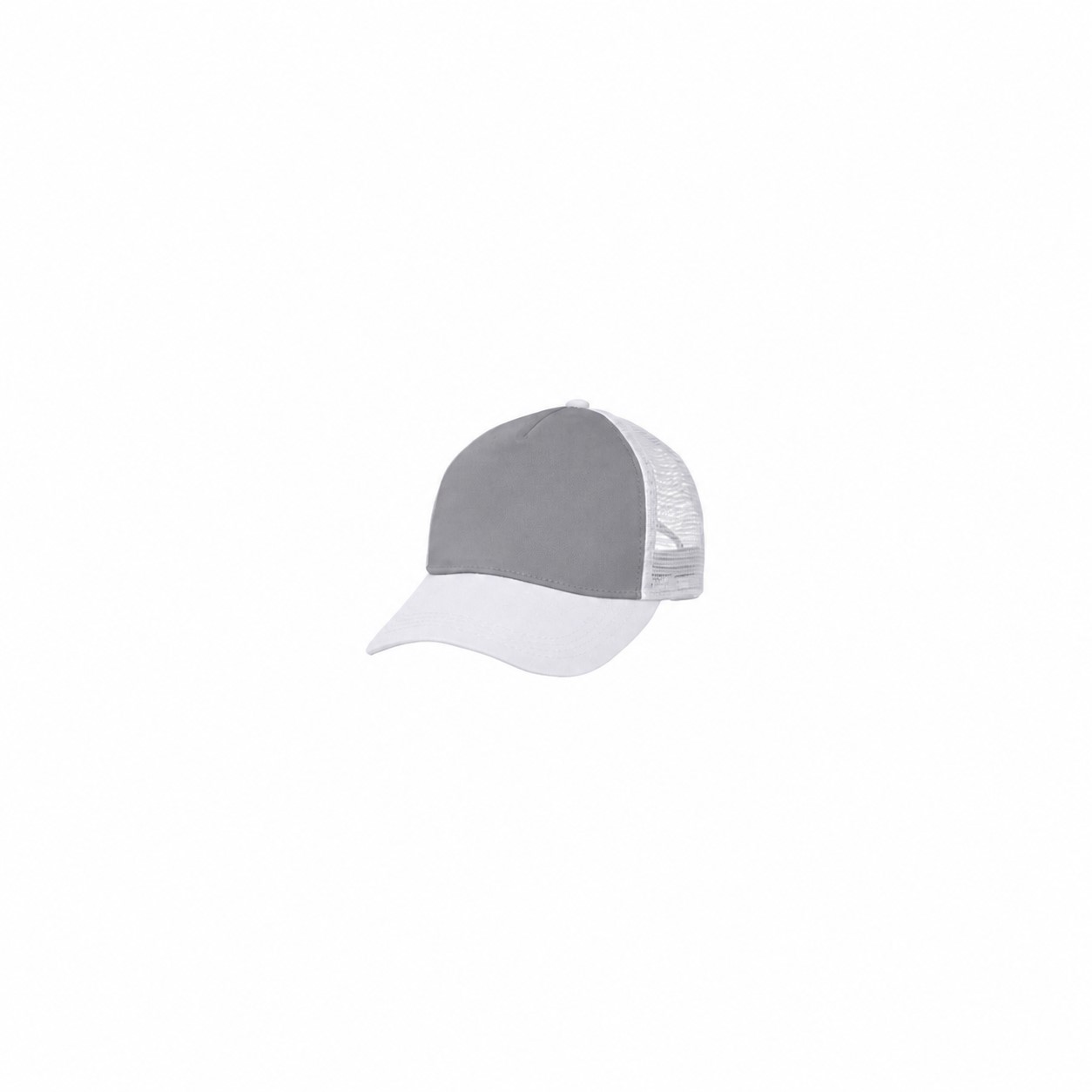 Structured Five Panel Trucker Cap — Gray/White