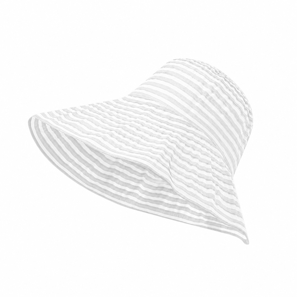 Polyester Striped Foldable Fisherman Hat — White