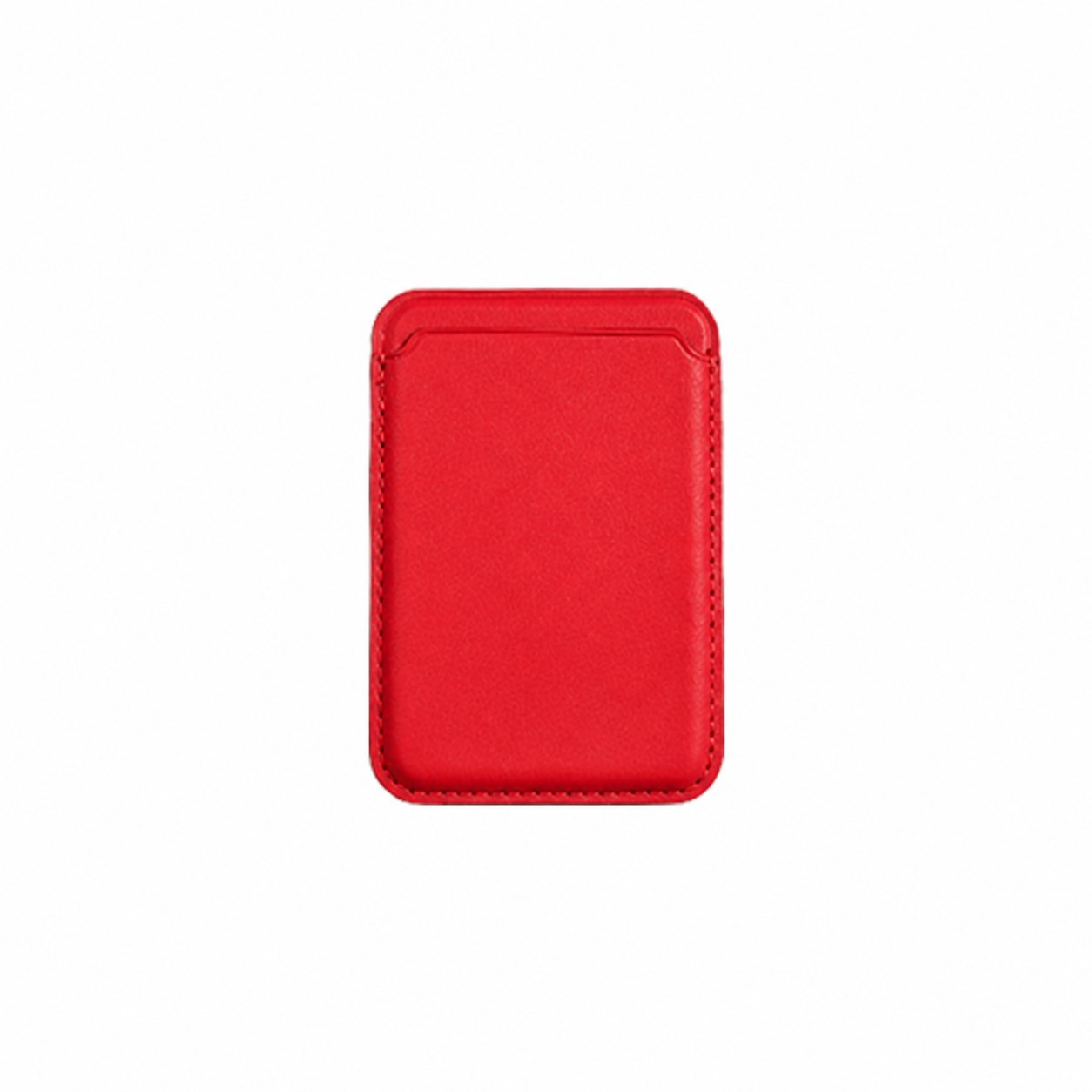 Magnetic Leather Phone Card Holder — Red