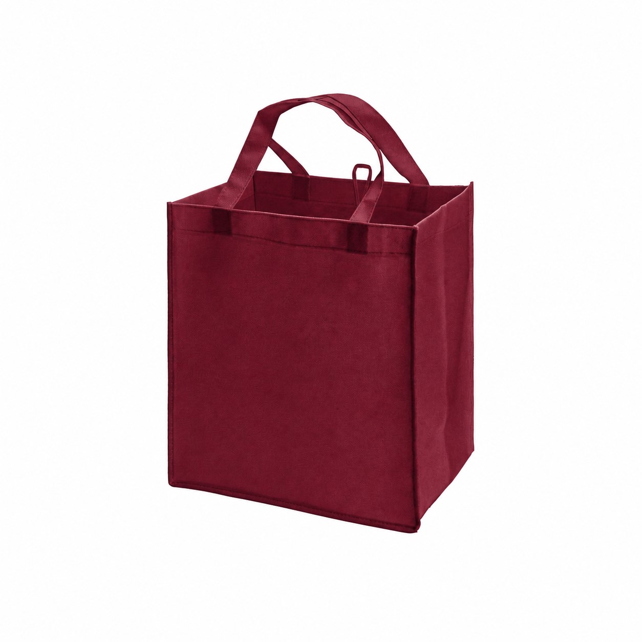 80GSM Non-Woven 16" Reinforced Handles Tote Bag — Burgundy Red