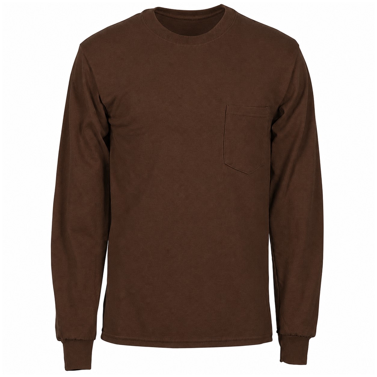 Cotton Pocket Long Sleeve Tee — Brown