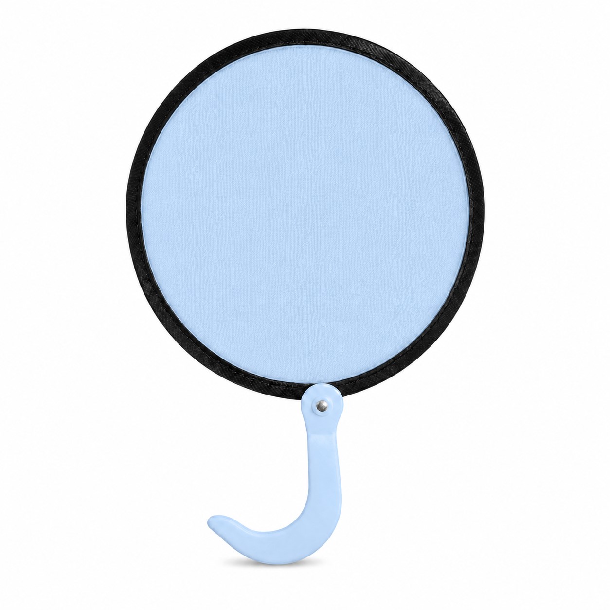 Round Twist Frame Nylon Hand Fan — Light Blue