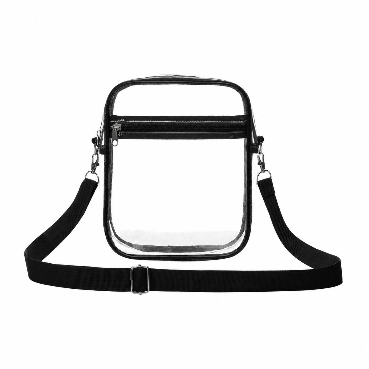 Clear PVC Crossbody Sling Bag — Clear White/Black